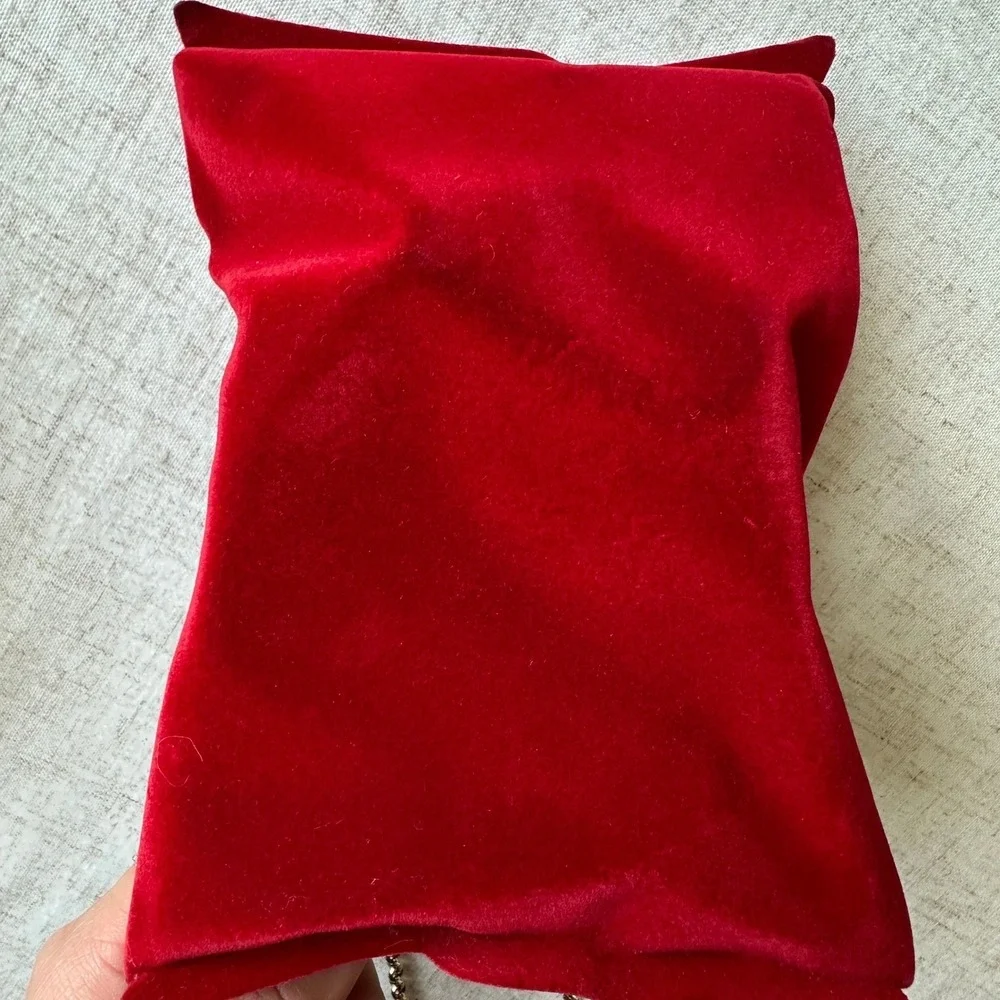 Anya Hindmarch Red Velvet‎ Crisp Packet Clutch Crossbody Bag with Box